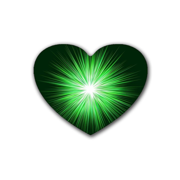 Green Blast Background Heart Coaster (4 pack) 