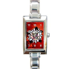 Wonderful Fairy With Butterflies And Roses Rectangle Italian Charm Watch by FantasyWorld7