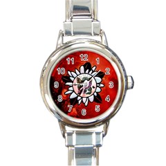 Wonderful Fairy With Butterflies And Roses Round Italian Charm Watch