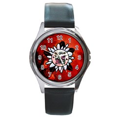 Wonderful Fairy With Butterflies And Roses Round Metal Watch