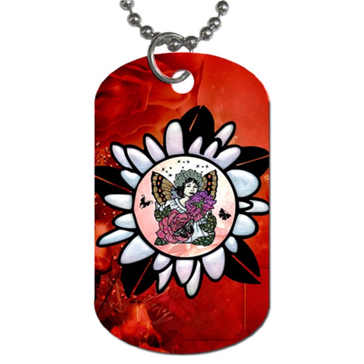 Wonderful Fairy With Butterflies And Roses Dog Tag (Two Sides)