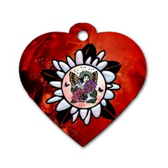 Wonderful Fairy With Butterflies And Roses Dog Tag Heart (One Side)