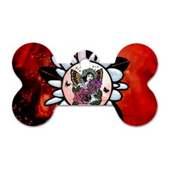 Wonderful Fairy With Butterflies And Roses Dog Tag Bone (two Sides) by FantasyWorld7