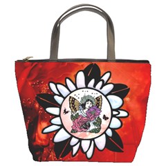 Wonderful Fairy With Butterflies And Roses Bucket Bag by FantasyWorld7