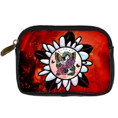 Wonderful Fairy With Butterflies And Roses Digital Camera Leather Case