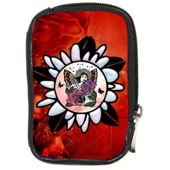 Wonderful Fairy With Butterflies And Roses Compact Camera Leather Case