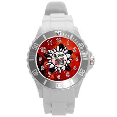 Wonderful Fairy With Butterflies And Roses Round Plastic Sport Watch (L)