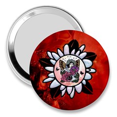 Wonderful Fairy With Butterflies And Roses 3  Handbag Mirrors by FantasyWorld7