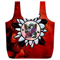 Wonderful Fairy With Butterflies And Roses Full Print Recycle Bag (XL)