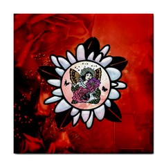 Wonderful Fairy With Butterflies And Roses Tile Coaster