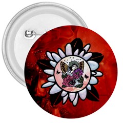 Wonderful Fairy With Butterflies And Roses 3  Buttons