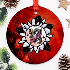 Wonderful Fairy With Butterflies And Roses Ornament (Round)