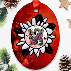 Wonderful Fairy With Butterflies And Roses Ornament (Oval)