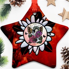 Wonderful Fairy With Butterflies And Roses Ornament (Star)