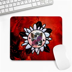 Wonderful Fairy With Butterflies And Roses Large Mousepads