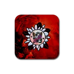 Wonderful Fairy With Butterflies And Roses Rubber Coaster (square)  by FantasyWorld7