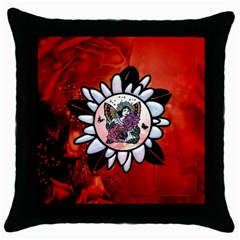 Wonderful Fairy With Butterflies And Roses Throw Pillow Case (Black)