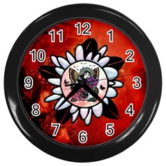 Wonderful Fairy With Butterflies And Roses Wall Clock (black) by FantasyWorld7