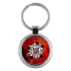 Wonderful Fairy With Butterflies And Roses Key Chain (round) by FantasyWorld7