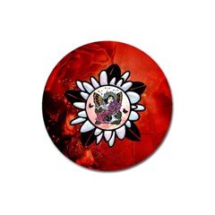 Wonderful Fairy With Butterflies And Roses Magnet 3  (round) by FantasyWorld7