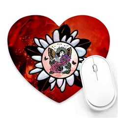 Wonderful Fairy With Butterflies And Roses Heart Mousepads by FantasyWorld7