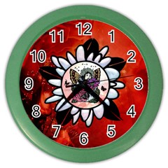 Wonderful Fairy With Butterflies And Roses Color Wall Clock