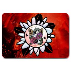 Wonderful Fairy With Butterflies And Roses Large Doormat 