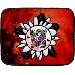 Wonderful Fairy With Butterflies And Roses Fleece Blanket (Mini)