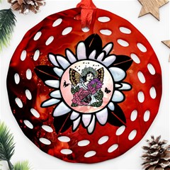 Wonderful Fairy With Butterflies And Roses Ornament (Round Filigree)