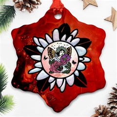 Wonderful Fairy With Butterflies And Roses Ornament (Snowflake)