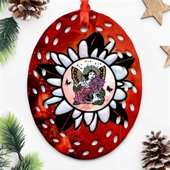 Wonderful Fairy With Butterflies And Roses Ornament (Oval Filigree)