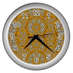 A Star In Golden Juwels Wall Clock (silver) by pepitasart