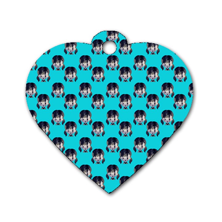 Forest Girl Bight Baby Blue Patttern Dog Tag Heart (Two Sides)