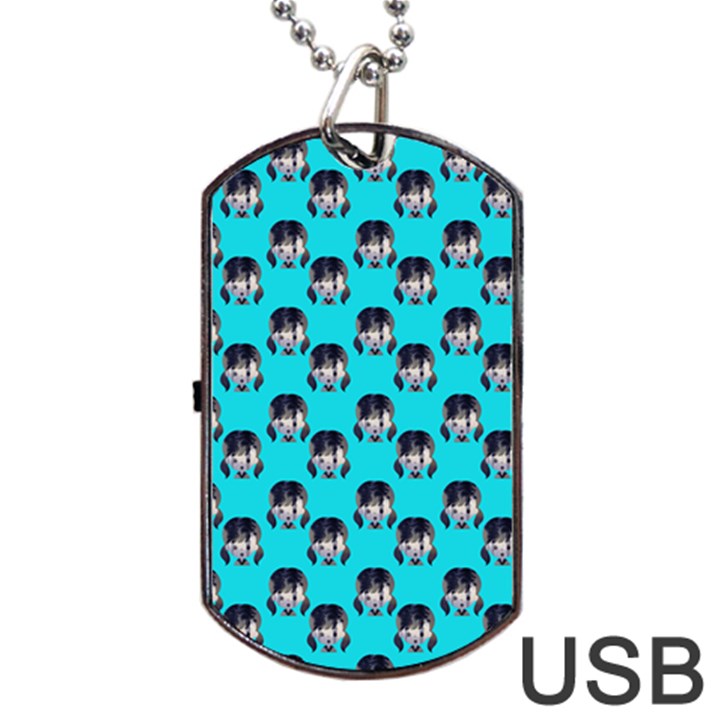 Forest Girl Bight Baby Blue Patttern Dog Tag USB Flash (Two Sides)