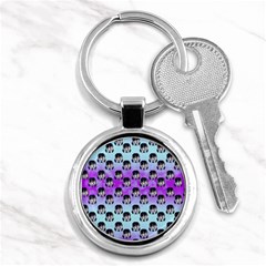 Forest Girl Bight Baby Blue Patttern Ombre Key Chain (round) by snowwhitegirl