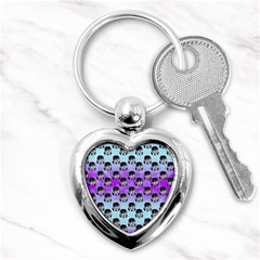 Forest Girl Bight Baby Blue Patttern Ombre Key Chain (heart) by snowwhitegirl