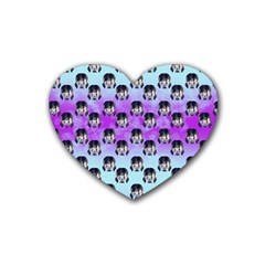 Forest Girl Bight Baby Blue Patttern Ombre Rubber Coaster (heart)  by snowwhitegirl