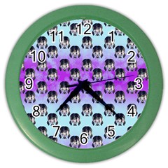 Forest Girl Bight Baby Blue Patttern Ombre Color Wall Clock by snowwhitegirl