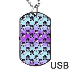 Forest Girl Bight Baby Blue Patttern Ombre Dog Tag Usb Flash (two Sides) by snowwhitegirl