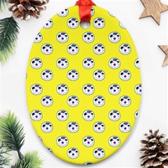 English Breakfast Yellow Pattern Ornament (oval) by snowwhitegirl