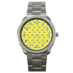 English Breakfast Yellow Pattern Sport Metal Watch by snowwhitegirl