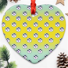 English Breakfast Yellow Pattern Mint Ombre Ornament (heart) by snowwhitegirl