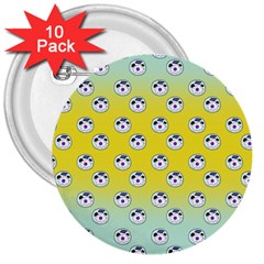 English Breakfast Yellow Pattern Mint Ombre 3  Buttons (10 Pack)  by snowwhitegirl