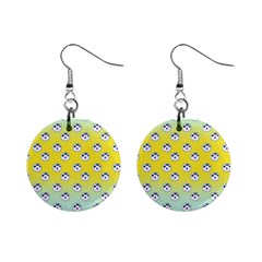 English Breakfast Yellow Pattern Mint Ombre Mini Button Earrings