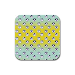 English Breakfast Yellow Pattern Mint Ombre Rubber Coaster (square)  by snowwhitegirl