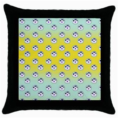 English Breakfast Yellow Pattern Mint Ombre Throw Pillow Case (black) by snowwhitegirl