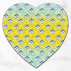 English Breakfast Yellow Pattern Mint Ombre Jigsaw Puzzle (heart) by snowwhitegirl