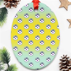 English Breakfast Yellow Pattern Mint Ombre Oval Ornament (two Sides) by snowwhitegirl