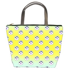 English Breakfast Yellow Pattern Mint Ombre Bucket Bag by snowwhitegirl