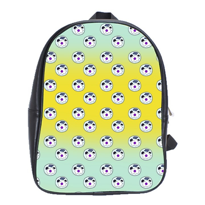 English Breakfast Yellow Pattern Mint Ombre School Bag (Large)